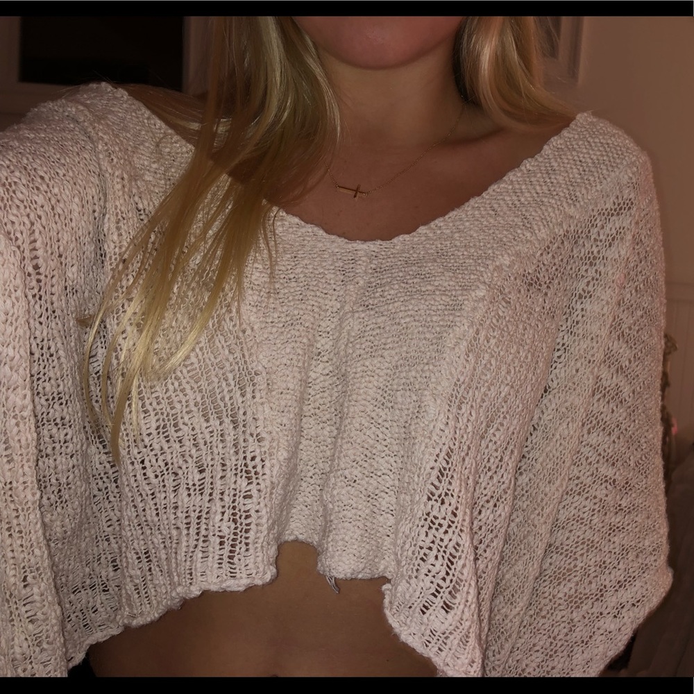 Slouchy cropped free people sweater
